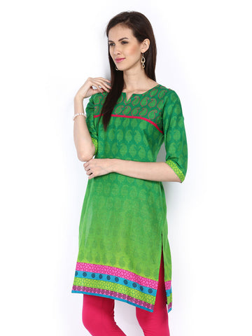 Sattyaa Women Green Printed Kurta