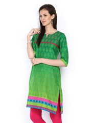 Sattyaa Women Green Printed Kurta