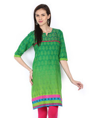 Sattyaa Women Green Printed Kurta