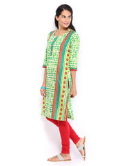 Sattyaa Women Green Printed Kurta