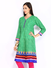 Sattyaa Women Green Printed Anarkali Kurta
