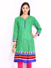 Sattyaa Women Green Printed Anarkali Kurta