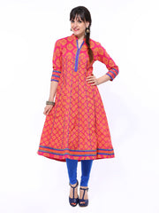 Sattyaa Women Magenta Printed Anarkali Kurta