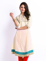 Sattyaa Women Off-White Anarkali Kurta