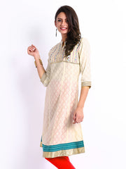 Sattyaa Women Off-White Anarkali Kurta