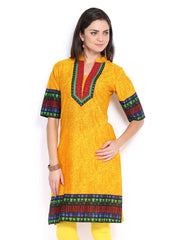 Sattyaa Women Yellow Printed Kurta