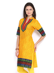 Sattyaa Women Yellow Printed Kurta