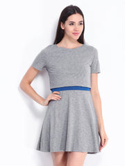 Sbuys Grey Melange Fit &amp; Flare Dress