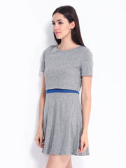 Sbuys Grey Melange Fit &amp; Flare Dress
