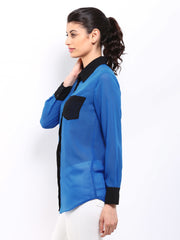 Sbuys Women Blue Shirt