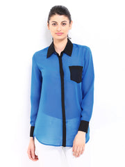 Sbuys Women Blue Shirt