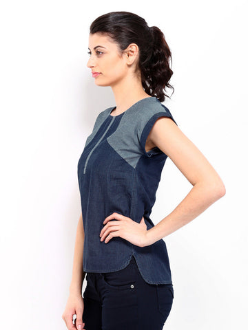 Sbuys Women Blue Top