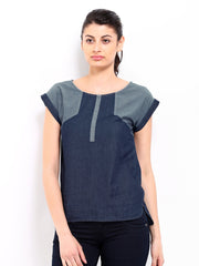 Sbuys Women Blue Top