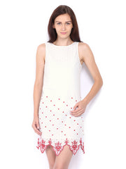 Sbuys White Embroidered Shift Dress