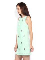 Sbuys Mint Green Embroidered Shift Dress