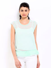 Sbuys Women Sea Green Top