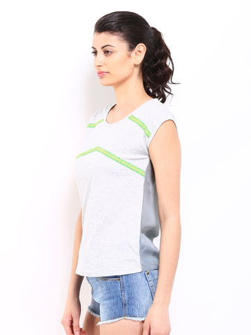 Sbuys Women Grey Melange Top