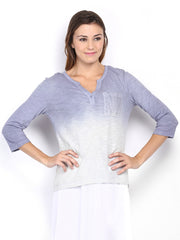 Sbuys Women Lavender &amp; Grey Ombre Top