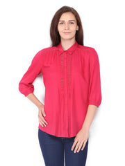 Sbuys Women Dark Pink Shirt