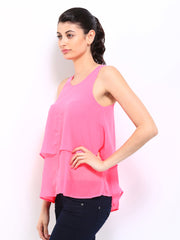 Sbuys Women Neon Pink Top