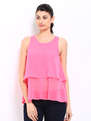 Sbuys Women Neon Pink Top