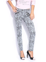 Scotch &amp; Soda Women Blue &amp; Black Printed Skinny Fit Trousers