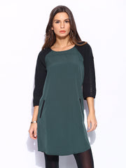 Scotch &amp; Soda Women Olive Green &amp; Black Shift Dress