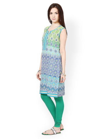 Seeya Women Blue &amp; White Printed Kurta