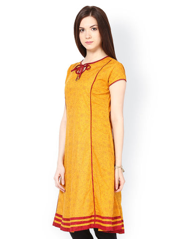 Seeya Women Mustard Yellow Printed Kurta