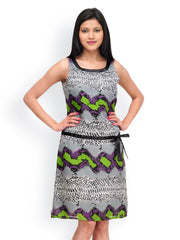 Shakumbhari Grey &amp; Black Animal Print Shift Dress
