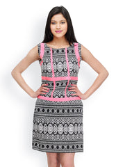 Shakumbhari Black &amp; White Tribal Print Tailored Dress