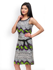 Shakumbhari Grey &amp; Black Animal Print Shift Dress