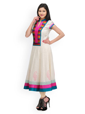 Shakumbhari Cream Coloured Embroidered Kurta