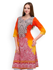 Shakumbhari Women Orange Printed Kurta