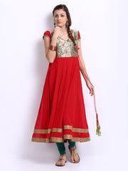 Shakumbhari Women Red Anarkali Kurta