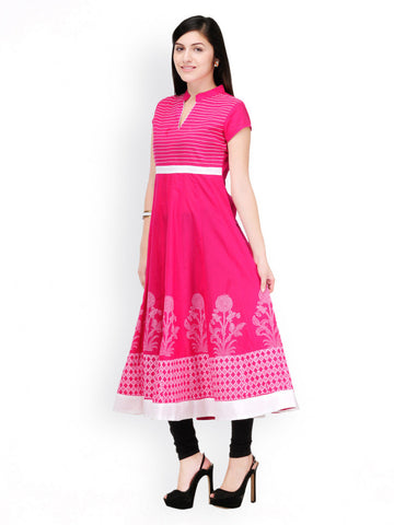 Shakumbhari Women Pink Anarkali Kurta