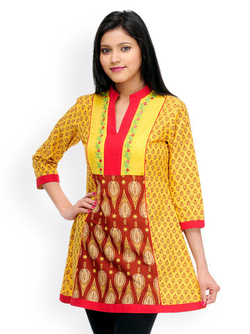 Shakumbhari Women Yellow &amp; Red Printed Kurti
