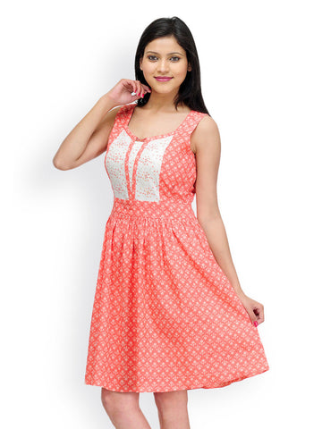 Shakumbhari Peach Fit &amp; Flare Dress