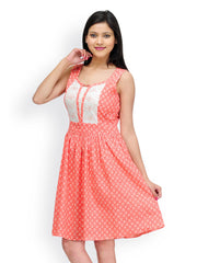 Shakumbhari Peach Fit &amp; Flare Dress