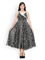Shakumbhari Black &amp; White Printed A-Line Dress