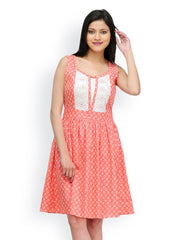 Shakumbhari Peach Fit &amp; Flare Dress