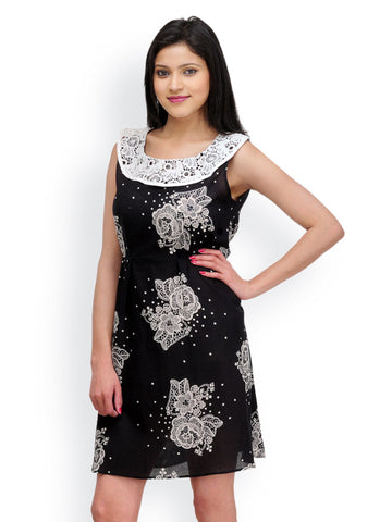 Shakumbhari Black &amp; White Printed Tailored Dress