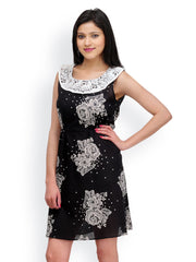 Shakumbhari Black &amp; White Printed Tailored Dress