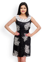 Shakumbhari Black &amp; White Printed Tailored Dress