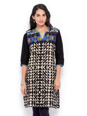 Shree Women Black &amp; Beige Printed Kurta