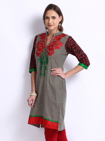Shree Women Black Printed Kurta
