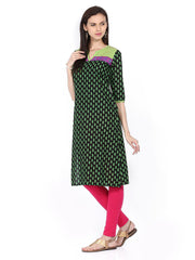 Shree Women Black &amp; Green Printed Kurta