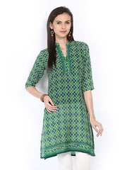 Shree Women Green &amp; White Printed Kurta