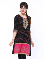 Shree Women Black &amp; Magenta Printed Kurta