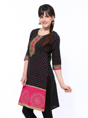 Shree Women Black &amp; Magenta Printed Kurta